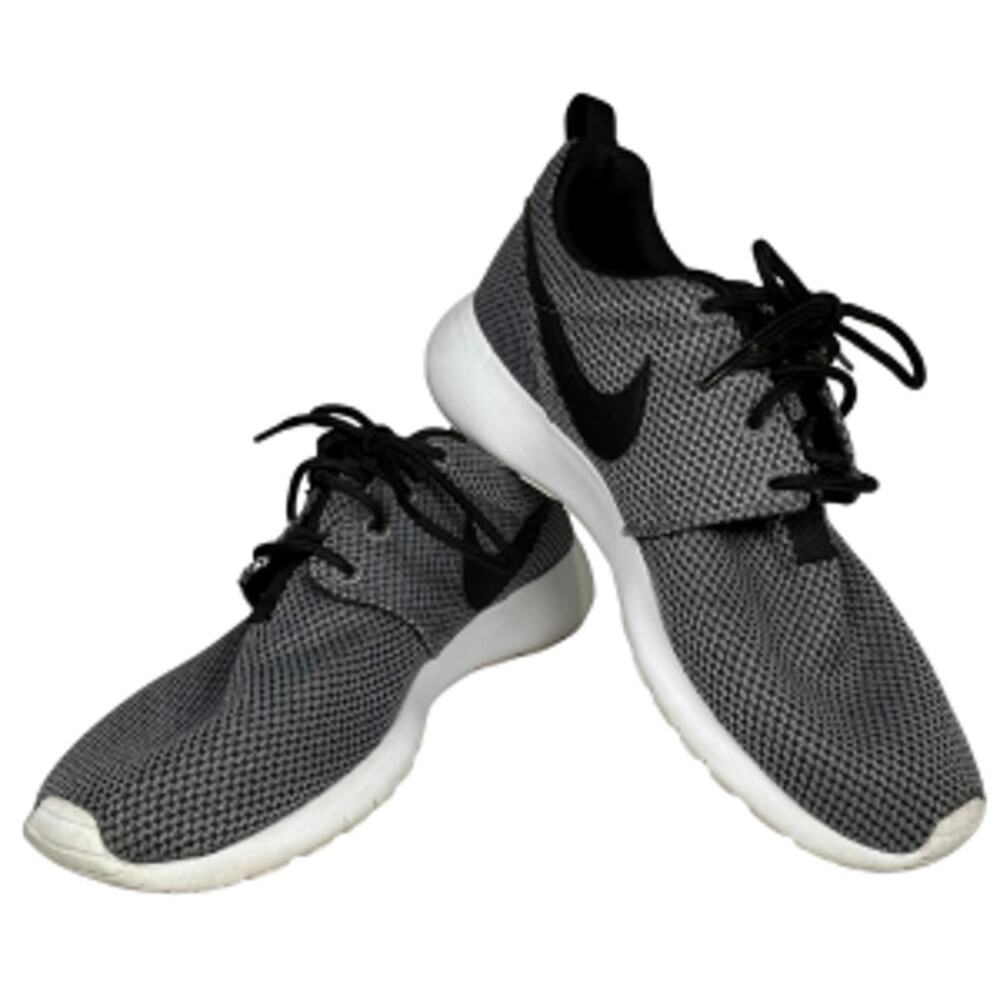 Nike Gray Mesh Lace Up Sneakers Black Logo Womens 4.5Y